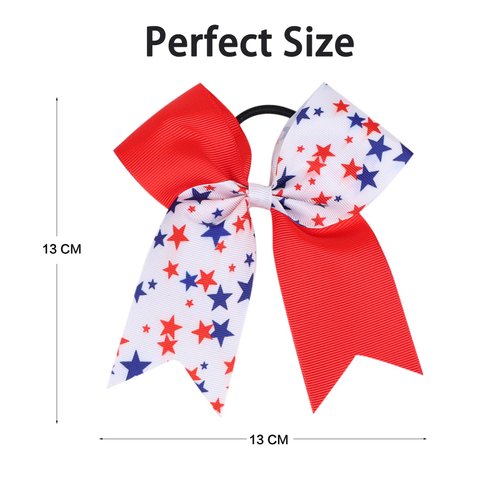 Comelodiant 4th of July Hair Ties Accessories Patriotic Fourth of July Hair Bow Tie Red White Blue Scrunchies Elastic Hair Hoops for Women Girls, 4 PCS