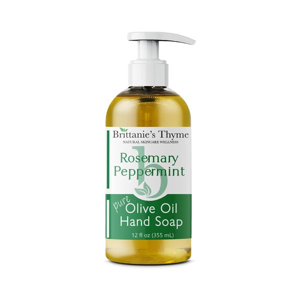 Brittanie's Thyme Organic Natural Hand Soap, 12 oz (Rosemary & Peppermint) Castile Soap Made Olive Oil And Natural Luxurious Essential Oils. Vegan & Gluten Free