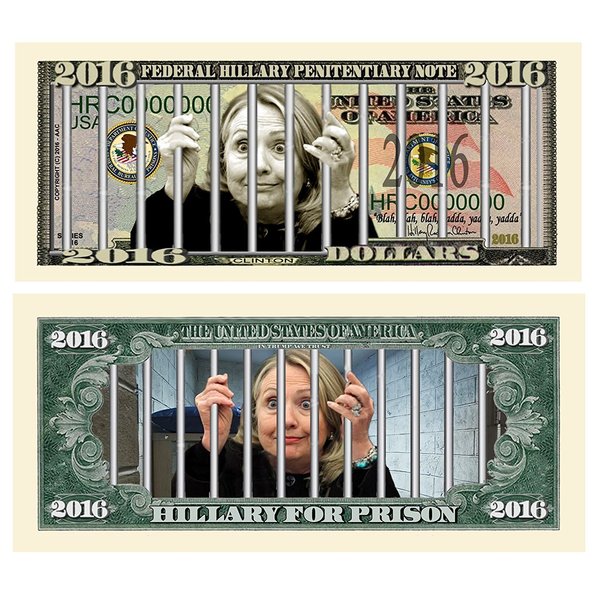 25 Limited Edition Hillary For Prison 2016 Dollar Bills with Bonus “Thanks a Million” Gift Card Set