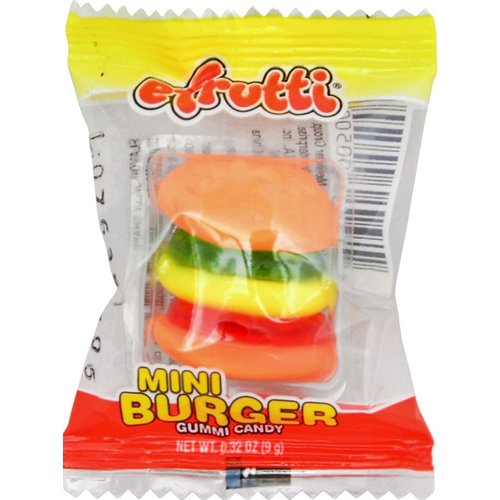 eFrutti Gummi Candy Variety Party Set: 8 Pizzas, 10 Mini Burgers, 10 Sour Mini Burgers, 10 Hotdogs (38 total)