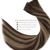 Lacer Tape Extensions Human Hair Rooted Dark Brown to Chestnut Brown Highlight Silky Straight Seamless Double Sided Tape in Extensions 18 Inch 50g 20pcs