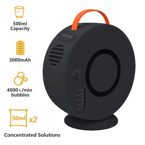 Bubble Machine Automatic Bubble Blower for Kids Toddlers Rechargeable Battery Portable Bubble Maker Electric Bubble Machine Auto Rotating 90°/360° Outdoor Toy for Birthday Party Wedding