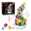 HOGOKIDS Flowers Music Box Building Block Kit with Light- 571PCS Mother's Day Decoration Rotating Music Box Building Blocks Set | Botanical Collection Birthday Gift for Girls Boys Adults Kids Ages 6+