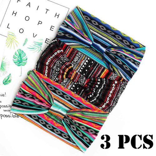 Aceorna Boho Headbands Wide Knot Hair Band Elastic Turban Head Band Stretch Twist Head Wraps Fashion Hair Accessories for Women 3 Pcs (Set A)