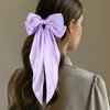 6PCS Silky Satin Hair Bows Long Tail Oversized Hair Ribbons Big Bow Barrettes Metal Bowknot Clips Ponytail Holder Aesthetic Accessories for Women Girls Toddlers Teens Kids
