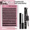 Mayhug Lash Clusters Kit, 144PCS 3D Fluffy Lash Clusters 10-18mm Lashes with 10ml Bond and Seal Waterproof, 5ml Lash Remover, Lash Tweezers eyelash extension kit at Home (Lux Kit)