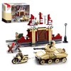 Sluban WW2 Military Base Building Set, Army Toy, Scale Model Kit, with 4 Military Soldier Minifigures, Tank, Motorcycle, Ideal Gifts for Boys Aged, Compatible with Lego Military Set, 479 PCS