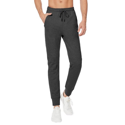 SEVEGO Men's 32" Inseam Tall Lightweight Cotton Joggers with Zipper Pockets Active Sweatpants Work Sports Track Pants Charcoal L