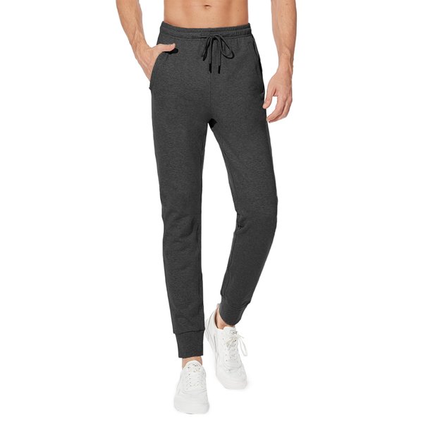 SEVEGO Men's 32" Inseam Tall Lightweight Cotton Joggers with Zipper Pockets Active Sweatpants Work Sports Track Pants Charcoal L