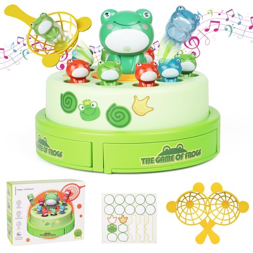 KRSEUB Frog or Duck Games Bounce and Catch Toys,Duck and Friends Fishing Game & Frog Pop Up Toys,Birthday Party Gifts, Toddler Board Game,Preschool Learning Toys for Toddlers 3,4,5,6,7,8 Years Old