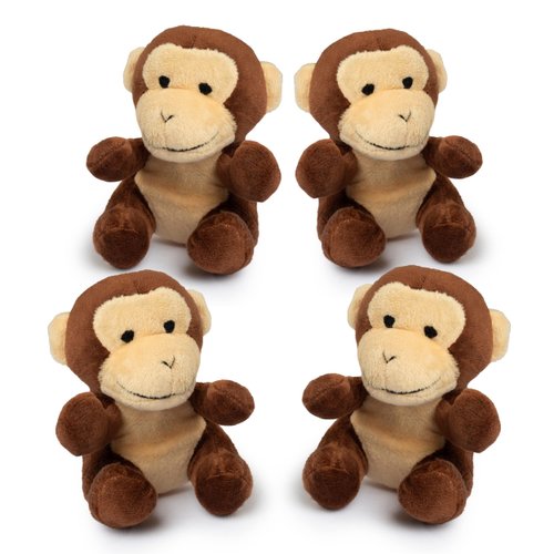 Plush Stuffed Monkeys | Set of 4 Monkeys | 4 Talking Soft Plush Monkeys | Baby Stuffed Animals | Bulk Assorted Plush Monkeys