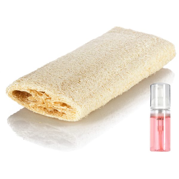 12 Pack of Natural Loofah Sponge Body Shower Scrub (6 inches Long) with a Foamer Pump Bottle