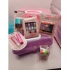 NB Plastic Makeup Case Little Girl Filled with Makeup Eye Shadow Lip Gloss Sparkly Nail Polish Strawberry Beauty Blender Fake Nails Assorted Colors and Items
