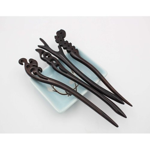 Real Sic Natural Sandalwood Hair Sticks for Women - Set of 4 - Retro Fashion Chopsticks for Long Hair (Alchemy Set)