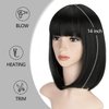 Lusina Short Bob Wigs With Bangs Human Hair Wig For Black Women Brazilian None Lace Front Wigs Machine Made Bob Wigs 150% Density 14 Inch. (14 inch, 1B)…