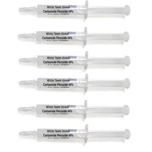 White Teeth GLobal Teeth Whitening Gel 44% Carbamide Peroxide, 6 Tooth Bleaching Gel Syringes