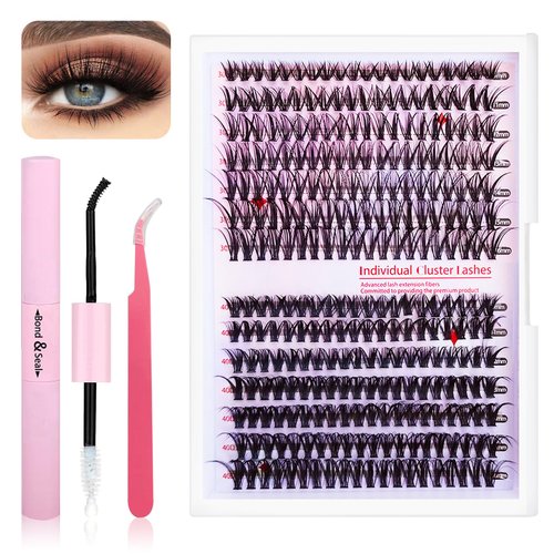 ZHISHUDL DIY Lash Extension Kit Individual Lashes Clusters Kit 30D&40D Eyelash Extension Kit Natural False Lash Kit with Bond and Seal Lash Applicator Tool and Lash Tweezers