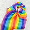 Rainbow Cheer Bows 8 Inch Jumbo Cheerleader Bows Ponytail Holder Cheerleading Bows Hair Tie Gay Pride Day Cheer Bows Hair Accessories for School Girls Women 2 Pack