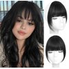 MYMYDA Clip in Bangs 100% Real Human Hair Extensions Clip on Wispy Bangs for Women Fringe with Temples Hairpieces Jet Black Color