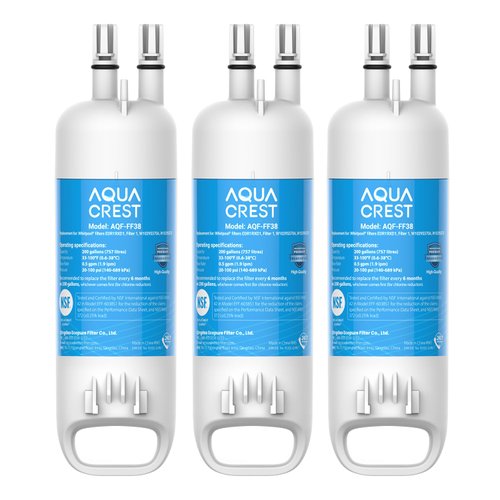 AQUA CREST W10295370A Replacement for, Everydrop® Filter 1, EDR1RXD1, EDR1RXD1B, P8RFWB2L, P4RFWB, Kenmore® 46-9081, 46-9930, AQF-FF38, Refrigerator Water Filter, 3 Filters