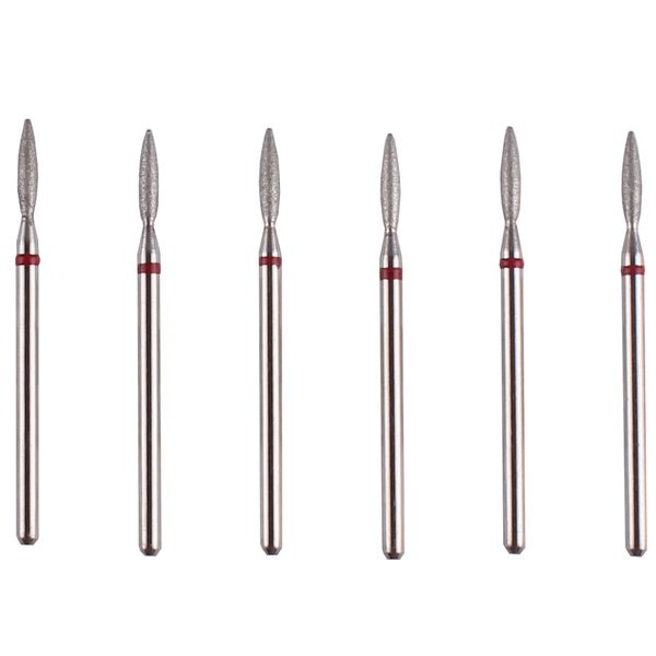 MZCMSL Flame Cuticle Drill Bit Set with Case, 6pcs Pro Diamond Nail Bits for Nail Salon Manicure