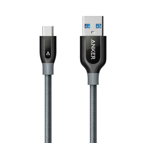 Anker Cable, PowerLine+ USB-C to USB 3.0 cable, High Durability Type C Braided Charging Cable for Galaxy S10, S9, Sony XZ (3FT,Grey)
