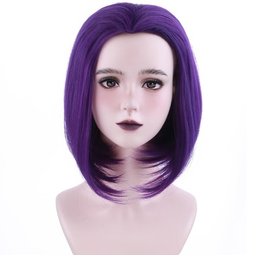 PATTNIUM Dark Purple Bob Wig Purple Wig for Women Short Straight Purple Wig Synthetic Cosplay Halloween Party Costume Wig (Dark Purple)