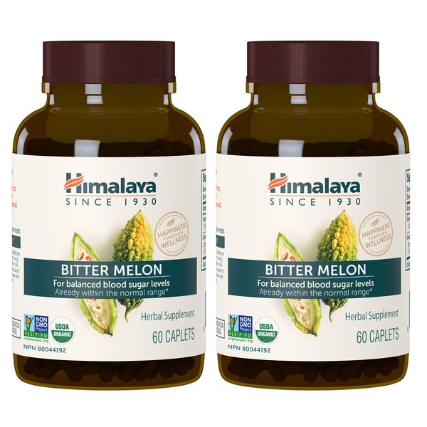 Himalaya Organic Bitter Melon/Karela Herbal Supplement, Glycemic Support and Weight Management, USDA Certified Organic, Non-GMO, Vegan, 660 mg, 60 Plant-Based Caplets, 2 Pack
