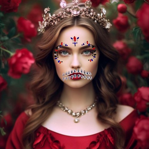 Halloween 3D Face Jewel Makeup Sticker Crystal Decal Shiny Acrylic Drill Stickers For Carnival Festival Party Body Art Terror Grimace Decorations Horror Gem Temporary Tattoo Stickers (Black blue)