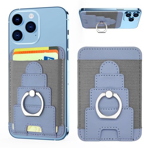 HilayOne for MagSafe Wallet with Phone Grip, Leather Magnetic Phone Wallet for for iPhone 15/14/13/12 Series, Magnetic Card Wallet with Ring Holder, Fit 7 Cards, RFID Blocking Protection, Purple
