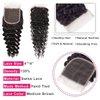 Deep Wave Closure Size 4"x4" 150% Unprocessed Brazilian Virgin Human Hair Bleached Knots Free Part Top Front Lace Closure Naturl Black Soft and Smooth (Brazilian NS-18inch 4x4)