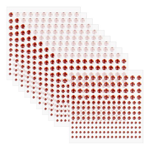 GSHLLO 10 Sheets Face Rhinestone Stickers Craft Crystal Stickers Colorful Face Gem Stickers Face Painting Gems Stickers Eye Nail Stickers Self Adhesive Gems Stickers Red