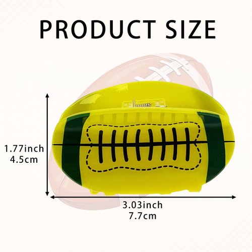 2 Pack Football Hair Clip for Girls Rugby Football Hair Accessories for Women Football Claw Clip Sports Cute Non-Slip Sports Hair Barrettes