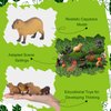 Simgoing 29 Pcs Mini Capybara Figures Toy Playset, Capybara Animal Figurines Statue Fall Trees Artificial Tree Stump Fake Mountain Artificial Moss Rocks Oranges for Capybara Gifts Birthday Decoration