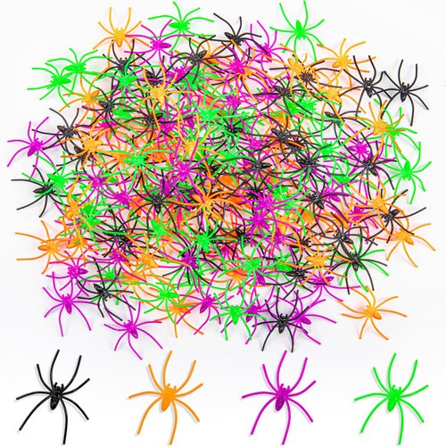 Labeol 160 PCS Fake Spiders, 4 Colors Halloween Realistic Plastic Fake Spider Toys, Spider Prank ...
