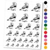 Happy Zebra Finch Bird Temporary Tattoo Water Resistant Fake Body Art Set Collection - Black (One Sheet)