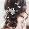 Geosar 5 Pieces Crystal Bride Wedding Hair Comb Silver Bridal Hair Pieces Pearl Rhinestone Bridal Hair Clip Flower Hair Side Combs Women