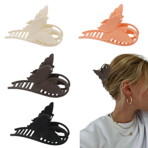 Butterfly Hair Clips for Women Butterfly Long Claw Clips for Women Thin Hair 4 Pcs Butterfly Clips Matte Jaw Hair Accessories for Women
