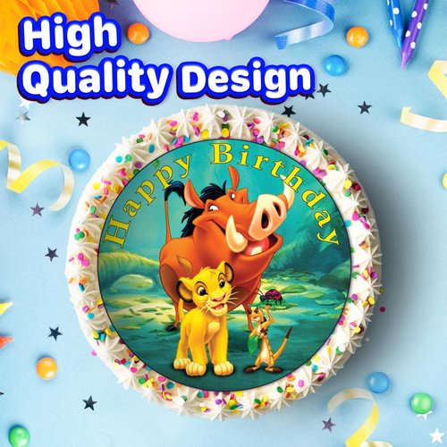 7.5 Inch Edible Cake Toppers – Lion King: Simba, Timon and Pumbaa Themed Birthday Party Collection of Edible Cake Decorations