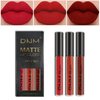 AMY'S DIARY 3Pcs Bright Red Matte Liquid Lipstick Sets, Lip Stain Long Lasting 24 Waterproof Lip Gloss Gift Set Matt Makeup for Women Lippies (05)