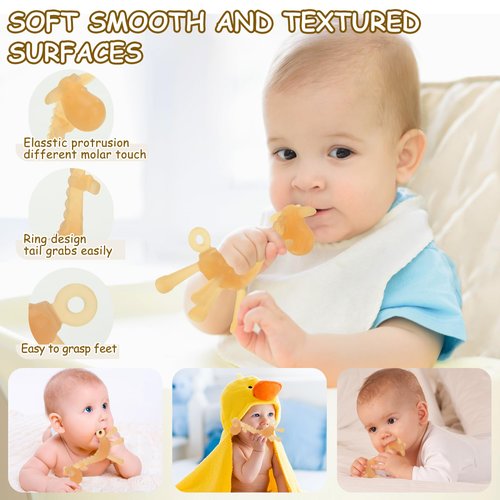 Food WAJIAYON Amber Oil Baby Teething Toys for Babies 0-6 Months Set of 6,Baby Toys 6 to 12 Months,Freezer BPA Free Soft and Textured Silicone Baby Teether Relief Soothing Sore Gums Chew Infant Toys