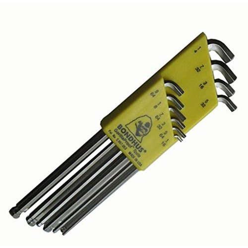 Bondhus 16738 10 PC Stubby Ball End Tip Hex Key L-Wrench Set w/BriteGuard