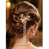 JAKAWIN Crystal Wedding Hair Comb Gold Bride Hair Piece Tassel Hair Clip for Women