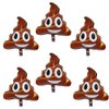 Deermon Funny Brown Poop Shaped Balloons, 6 Pack Prank Joke Emoticon Poo Aluminum Foil Balloon For Boy Joke Theme Party Halloween Birthday April Fools Day Retirement Party Decoration Supplies