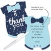Hello Little One - Blue and Navy - Shaped Thank You Cards - Boy Baby Shower Thank You Note Cards with Envelopes - Set of 12