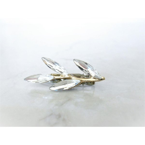 Generic Small gold tone crystal leaves hair pin clip barrettes for fine hair (Clip quantity: 1 clip)