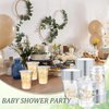 Fuyoooo 48 Pcs Eucalyptus Baby Shower Cups 16 Oz Baby Shower Plastic Cups Thick Clear Cup Sage Green Baby Shower Party Supplies for Baby Shower Birthday Party Favors Gender Reveal Decorations