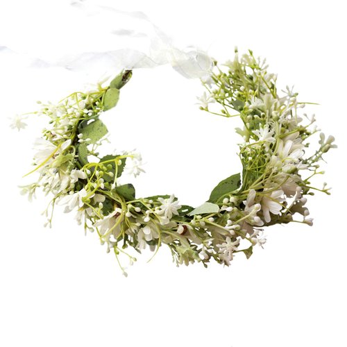 Faylay Hawaiian Flower Crown Boho Flower Headband Maternity/Bridal Flower Crown Wedding Floral Hair Wreath (1110-1White)