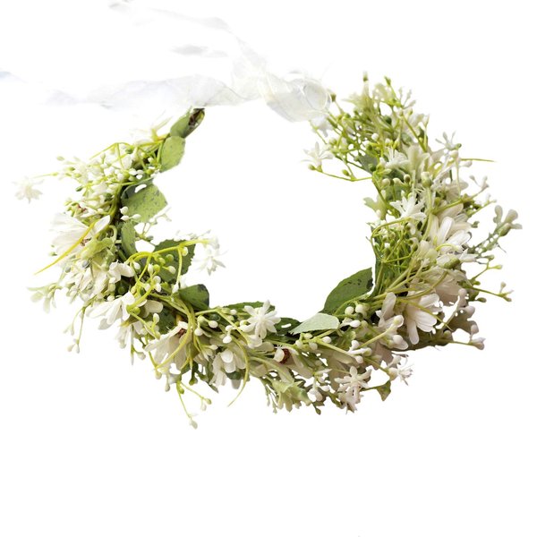 Faylay Hawaiian Flower Crown Boho Flower Headband Maternity/Bridal Flower Crown Wedding Floral Hair Wreath (1110-1White)
