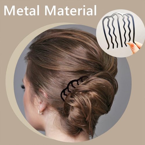 6PCS Metal Hair Side Combs Hair Fork Stick 4/7 Teeth Hair Comb U Shape Hair Combs for Updo Bun Women Vintage Hairstyle Hair Accessories